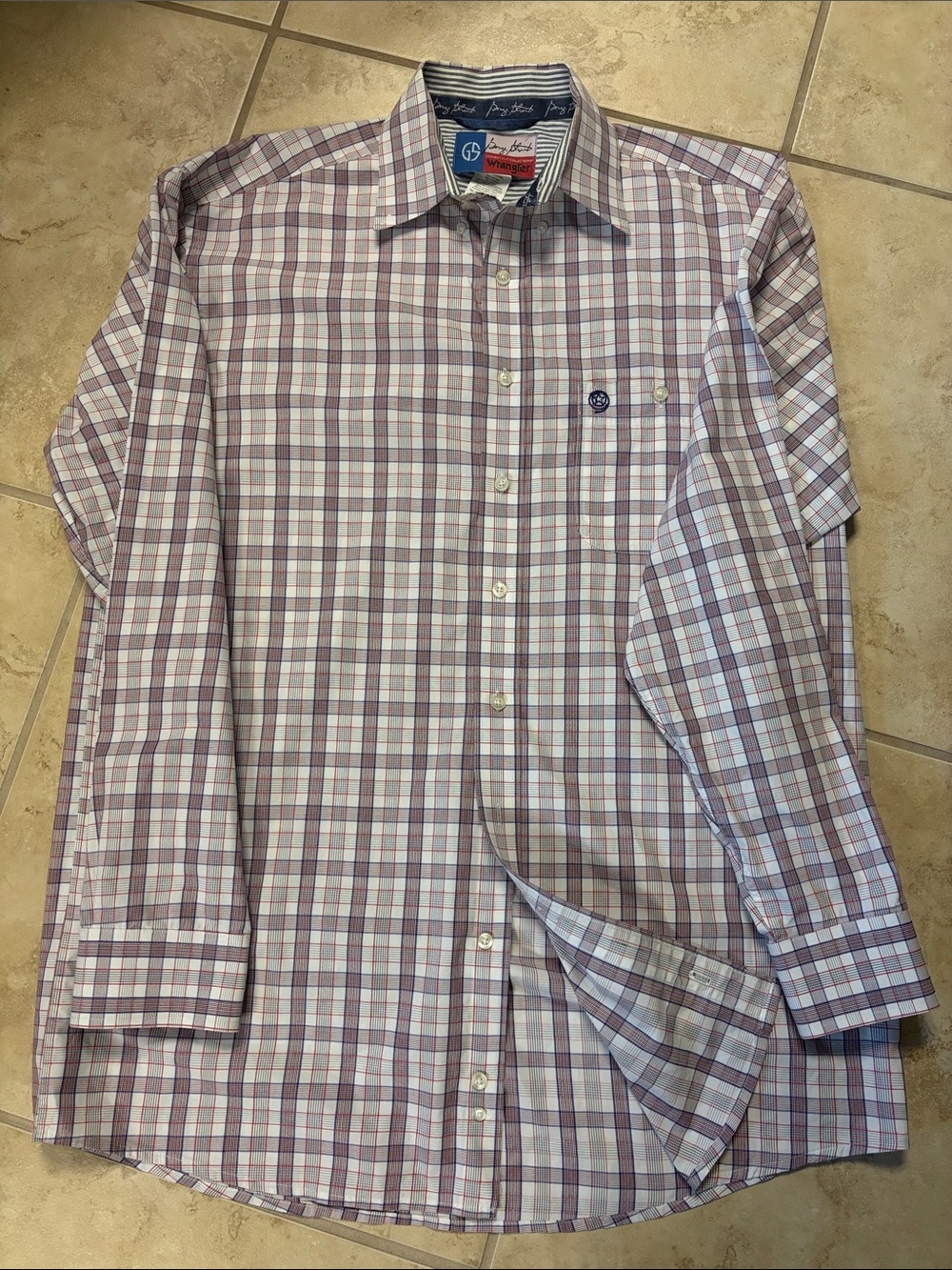 Wrangler George Strait Cowboy Cut Plaid Western Button Down Large TALL